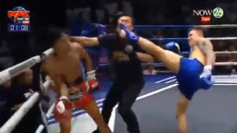 Insólito: luchador de Muay Thai noqueó al rival y al árbitro al mismo tiempo