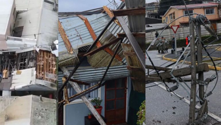 En Chile llueve y un tornado arrasó con más de 10 casas