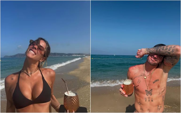 Las vacaciones de Rodrigo de Paul y Tini Stoessel