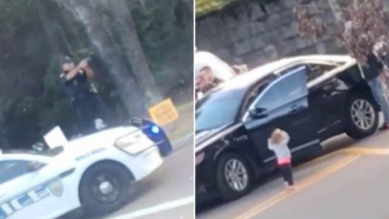 Video: una nena de dos años levanta los brazos y se entrega a la Policía