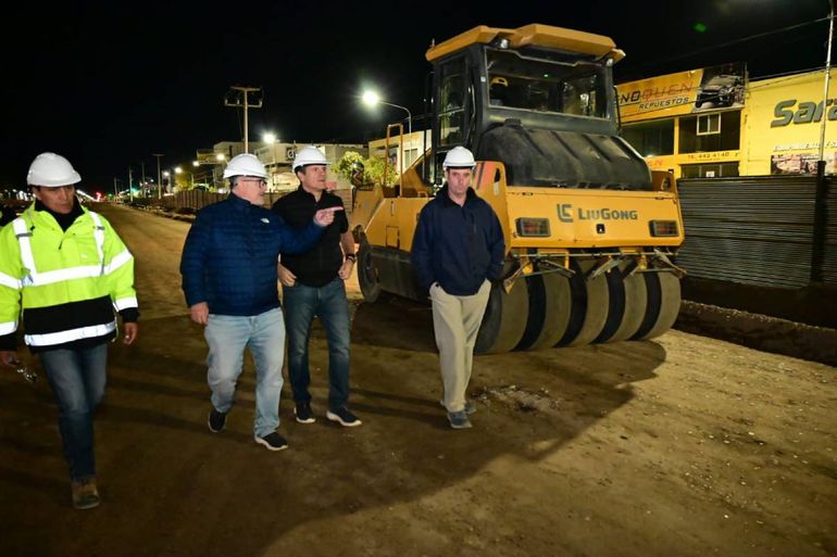 Gaido recorrió la obra en Avenida Mosconi y se inicia una etapa clave: así son los trabajos durante la madrugada