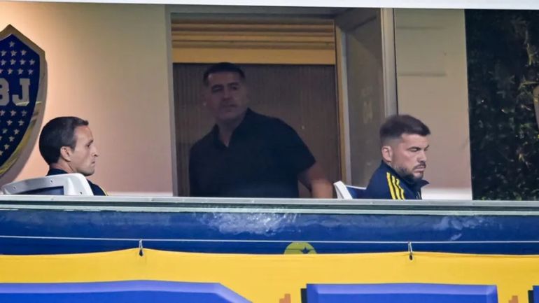 Riquelme en su palco en la eliminación de Boca de la Copa Libertadores