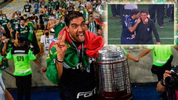 El técnico de Palmeiras con la Copa y en aquella famosa charla con el Muñeco.