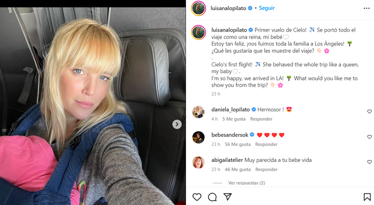 El posteo de Luisana Lopilato