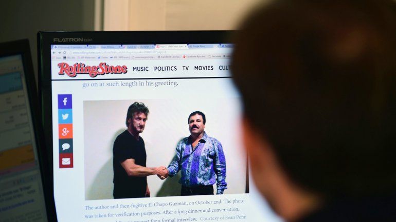 La foto del actor y el narcotraficante en Rolling Stone.