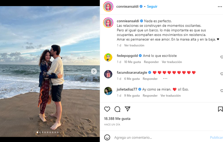 El tierno mensaje que le dedicó Ansaldi a su novio.