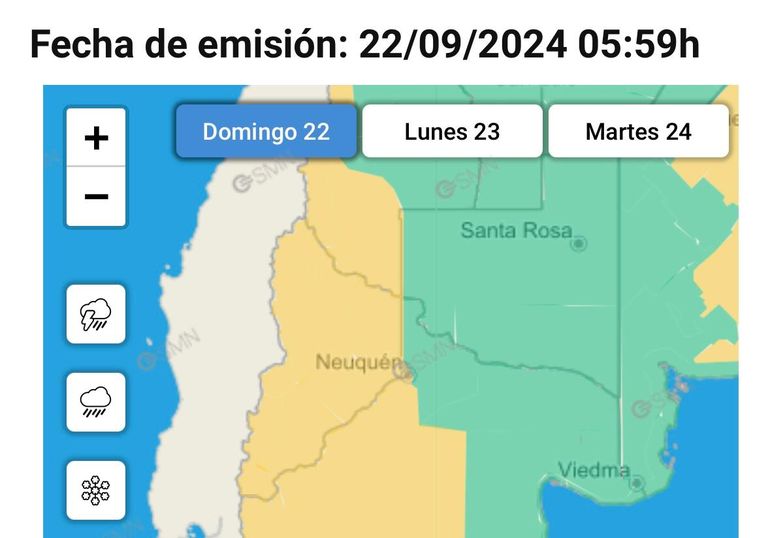 Durante este domingo persiste el alerta amarilla por viento y nevadas en toda la provincia.