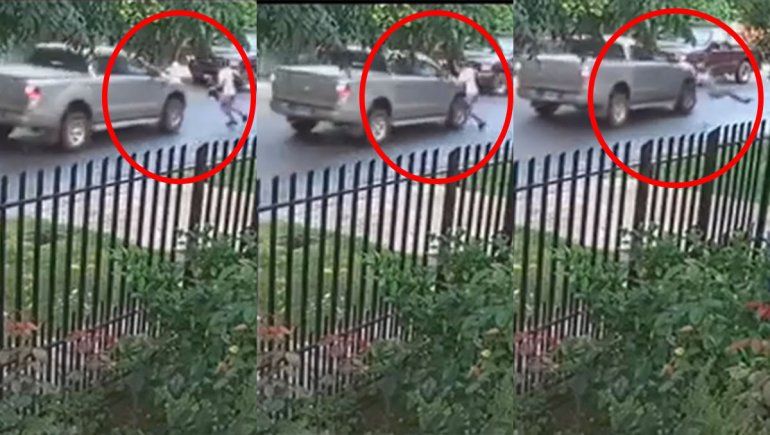 Video: quería escapar de motochorros y fue atropellado por una camioneta