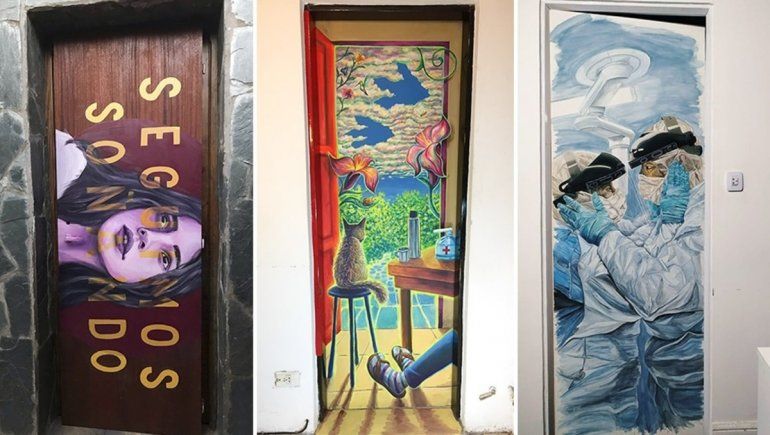 Como la cuarentena no los deja pintar murales, más de 300 artistas intervinieron sus puertas