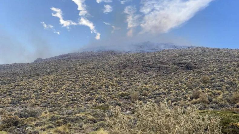 El personal del Sistema Provincial de Manejo del Fuego de Chos Malal, que contó con la asistencia de un helicóptero. | LM Neuquen El personal del Sistema Provincial de Manejo del Fuego de Chos Malal, que contó con la asistencia de un helicóptero.