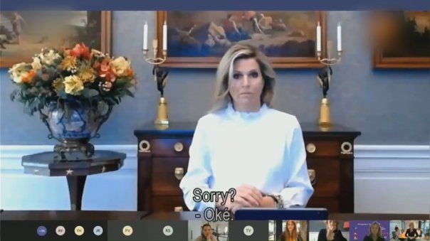 La reina Máxima vivió un incómodo momento durante una conferencia de Zoom