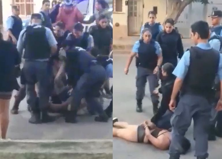 Le rompieron una botella en la cabeza a una mujer policía en una pelea