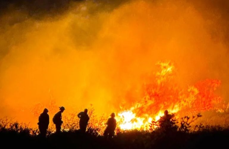 En el Valle, los bomberos de Chubut combatieroin las llamas que se iniciaron con un rayo a la vera de la ruta 3. En el Valle, los bomberos de Chubut combatieroin las llamas que se iniciaron con un rayo a la vera de la ruta 3.