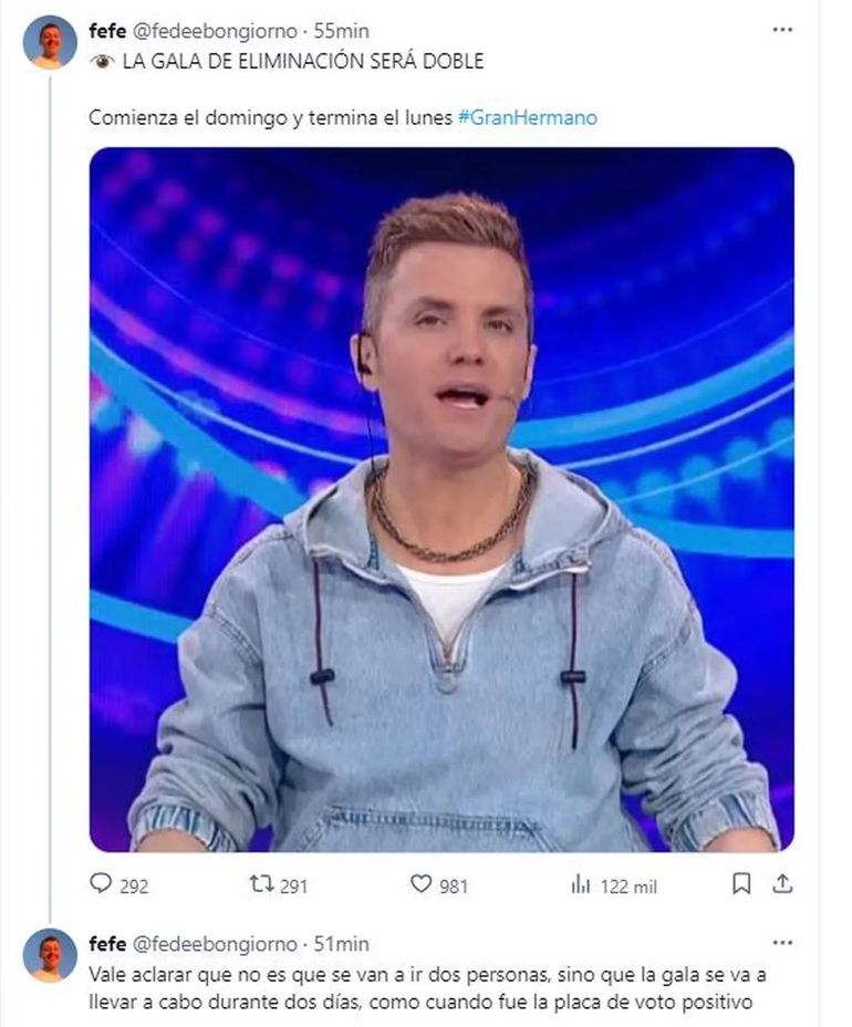 La doble gala de Gran Hermano se desarrollará por dos días, según contó Santiago del Moro. La doble gala de Gran Hermano se desarrollará por dos días, según contó Santiago del Moro.