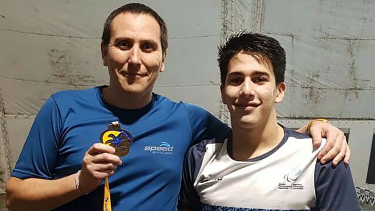 Iñaki junto a su entrenador Jorge García. Iñaki junto a su entrenador Jorge García.