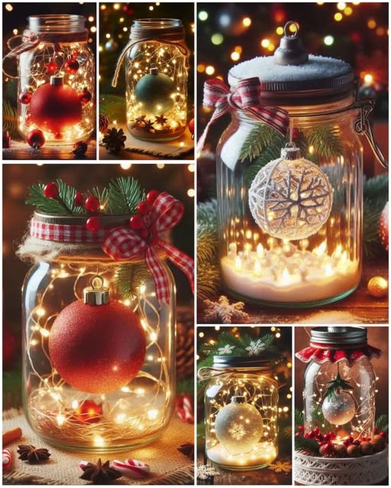 Los frascos pueden transformarse en faroles para la Navidad. Los frascos pueden transformarse en faroles para la Navidad.