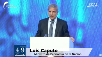 Luis Caputo en la charla que ofreció en la Fundación Mediterránea. Luis Caputo en la charla que ofreció en la Fundación Mediterránea.