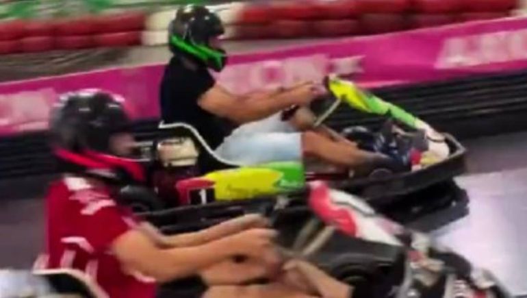 A lo Colapinto: la impactante maniobra de Scaloni en una carrera de karting durante sus vacaciones