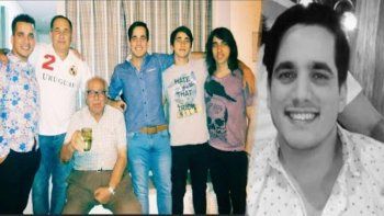 El ex jugador (con el 2 en su remera blanca) su papá sentado y Santi de camisa celeste y aparte la imagen de su rostro. El ex jugador (con el 2 en su remera blanca) su papá sentado y Santi de camisa celeste y aparte la imagen de su rostro.