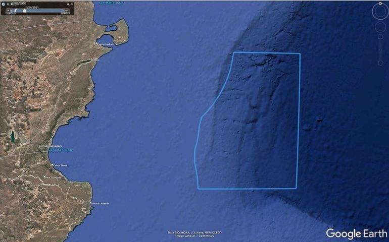 El área marina que quieren proteger, frente al Golfo San Jorge.  