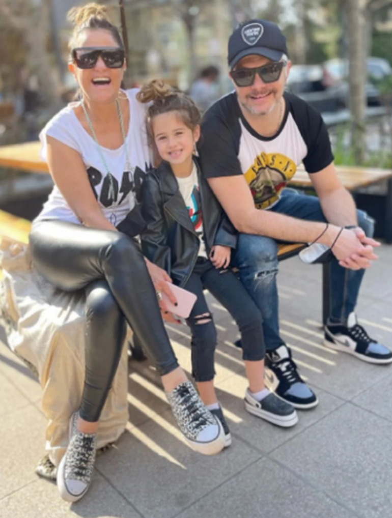 La actriz junto a su hija, Giovana, y su ex marido, Ricky Diotto.