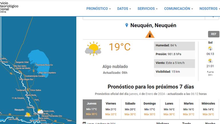 El pronóstico para hoy emite una alerta naranja por altas temperaturas en Neuquén.