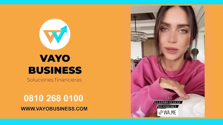 Zaira Nara en una story en la que publicita Vayo Business Zaira Nara en una story en la que publicita Vayo Business