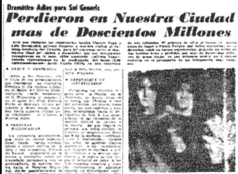 El diario Crónica de Comodoro Rivadavia dio la nota del accidente y detalló las pérdidas de Charly García y Nito Mestre. El diario Crónica de Comodoro Rivadavia dio la nota del accidente y detalló las pérdidas de Charly García y Nito Mestre.