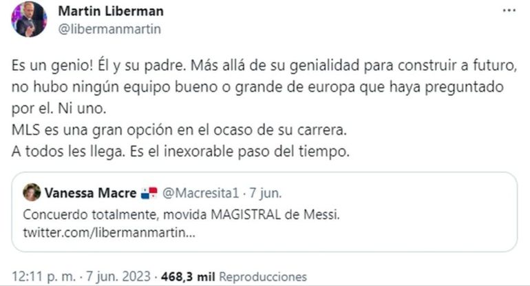 Pollo Vignolo cruzó a Liberman por sus dichos sobre Messi Pollo Vignolo cruzó a Liberman por sus dichos sobre Messi