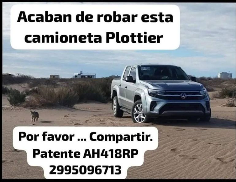 El vecino de Plottier que fue víctima del robo hizo una publicación en las redes pidiendo información sobre el vehículo. El vecino de Plottier que fue víctima del robo hizo una publicación en las redes pidiendo información sobre el vehículo.
