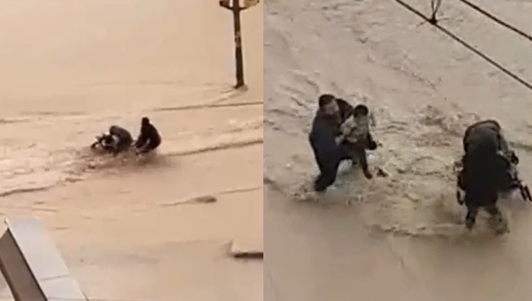 Lluvia en España: rescataron a un niño que fue arrastrado por el agua