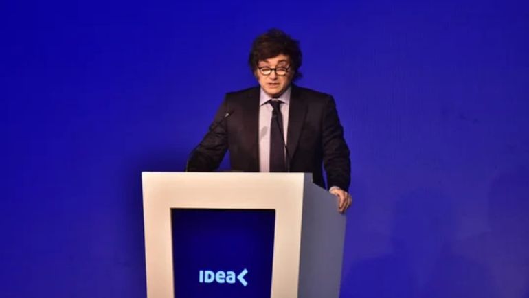 Javier Milei en IDEA. Javier Milei en IDEA.