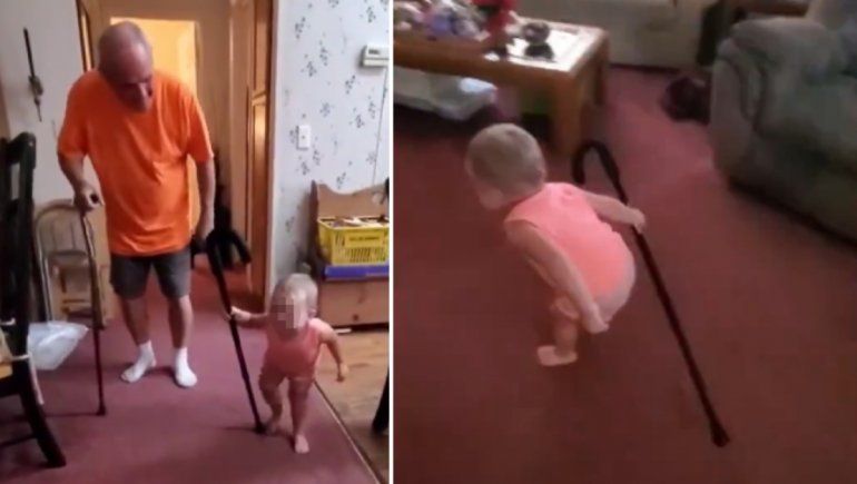 Una adorable bebé imitó la forma de caminar de su abuelo y enterneció a millones en TikTok.