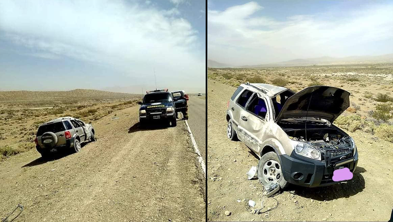 Se salvaron de milagro en un violento vuelco en la Ruta 40