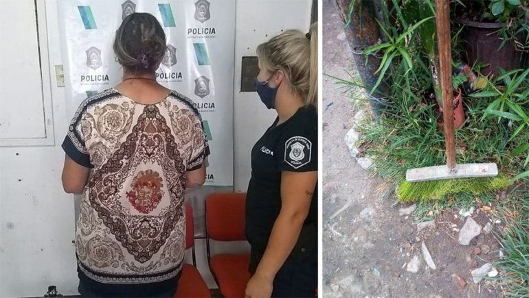 Maltrato infantil: le pegó con la escoba a su nieto de 9 años y fue detenida