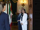 François-Philippe Champagne, Claudia Sheinbaum y Anita Anand, este martes, en Ciudad de México. Foto: Presidencia de México