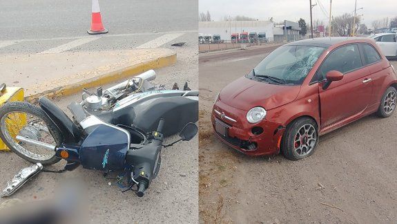 Susto: un auto y una moto chocaron sobre la Ruta Nacional 22