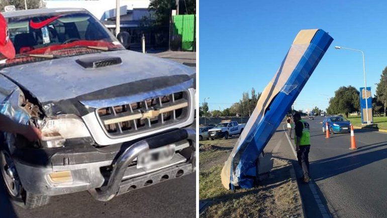Chocaron y derribaron un tótem que todavía no fue inaugurado