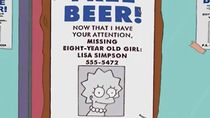 Cartel de la serie Los Simpson que ofrece cerveza gratis. Cartel de la serie Los Simpson que ofrece cerveza gratis.