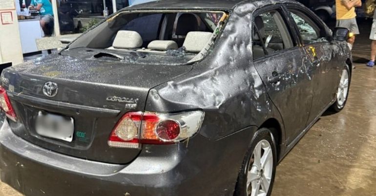 Un fuerte temporal se registró en plena ruta.