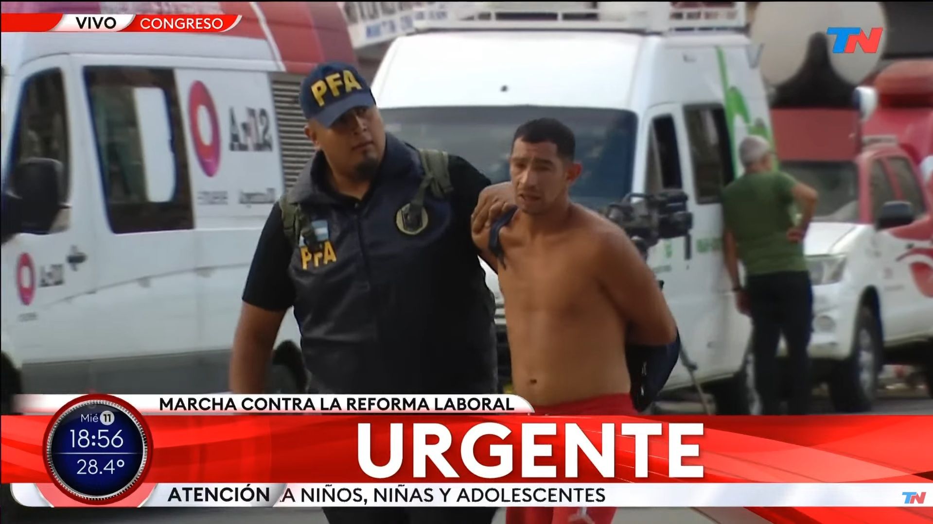 La CGT movilizó al Congreso contra la reforma laboral: hubo detenidos y también heridos