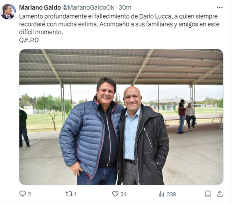 El intendente de Neuquén, Mariano Gaido, fue uno de los primeros en expresarse en las redes sociales. El intendente de Neuquén, Mariano Gaido, fue uno de los primeros en expresarse en las redes sociales.