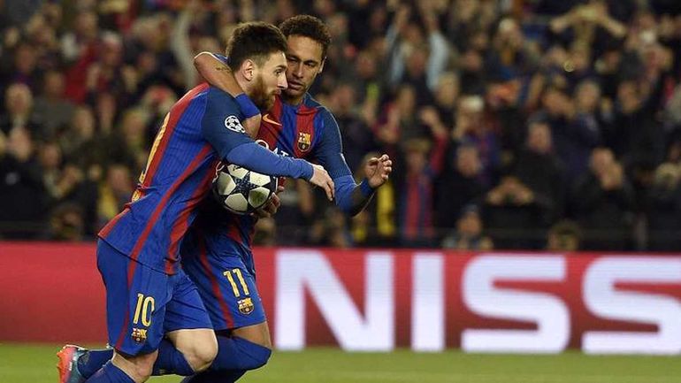 Neymar y Messi en el hist&oacute;rico 6-1 del Barcelona al PSG.&nbsp;