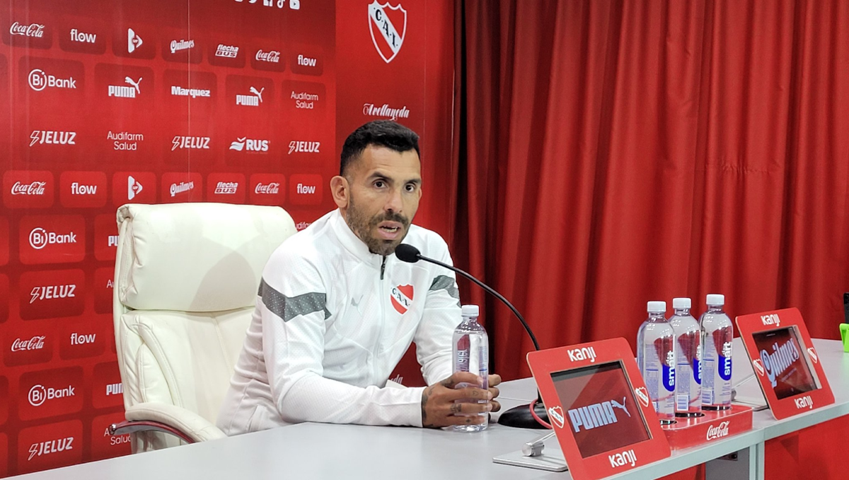 Tevez en la conferencia de prensa del domingo luego de Independiente 0 Instituto 0.&nbsp;