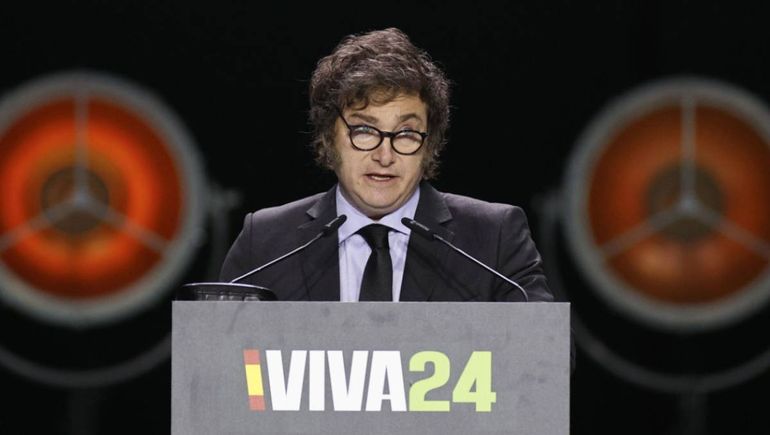 Javier Milei en el evento Europa Viva '24, organizado por la ultraderecha española. Javier Milei en el evento Europa Viva '24, organizado por la ultraderecha española.