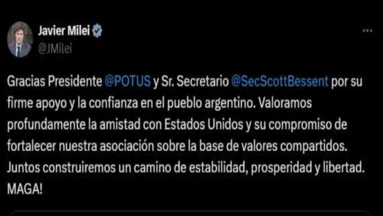El presidente agredeció por X el apoyo de Estados Unidos. El presidente agredeció por X el apoyo de Estados Unidos. 