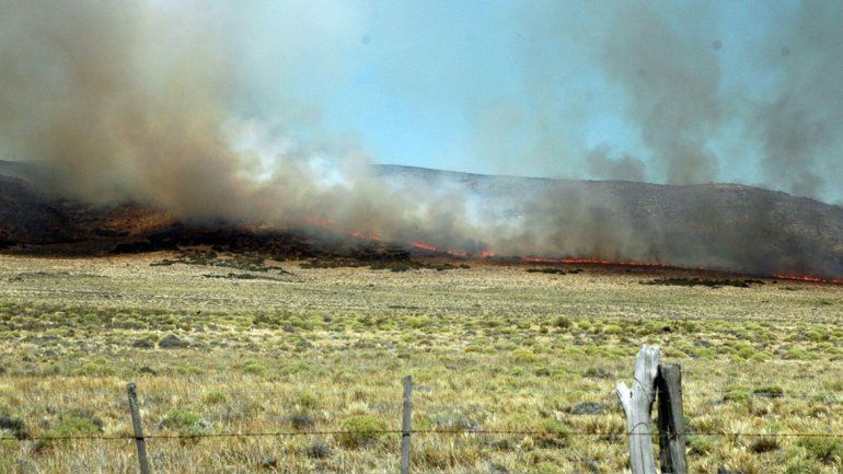 Brigadistas combaten un incendio cerca de Piedra del Águila