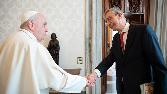 El papa Francisco con Nelson Castro en la entrevista de 2019