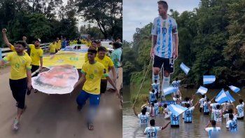 Rivalidad Argentina - Brasil en India: ahora colocaron una gigantografía de Neymar