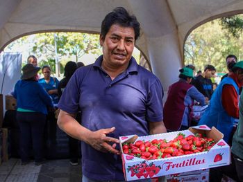 Wilbert Mamani, productor de Plottier. Foto: gentileza Jaqui Herrera